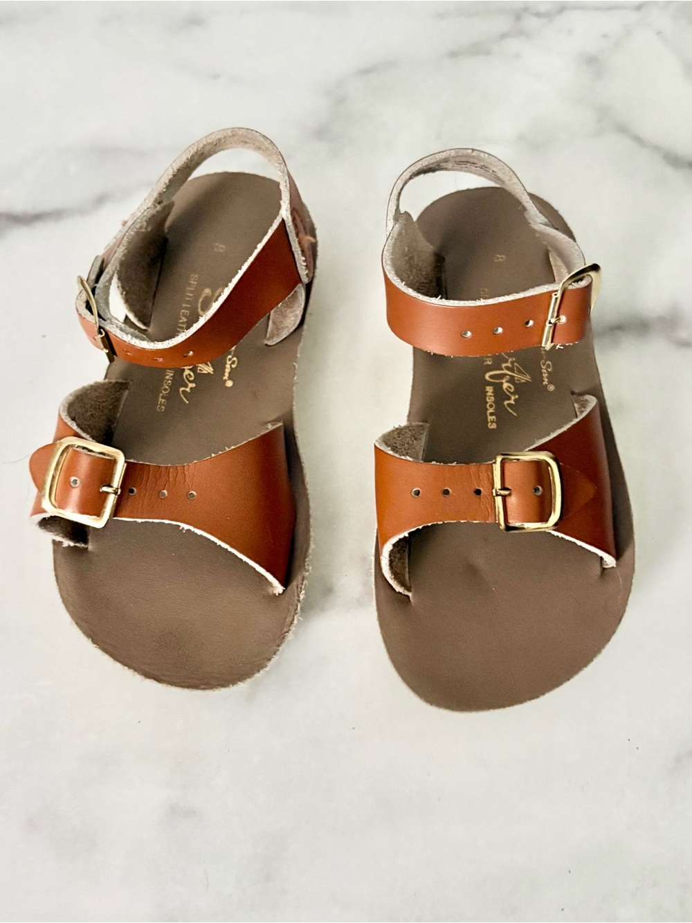 Salt Water Sun-San Surfer Tan Leather Sandals Toddler Size 8